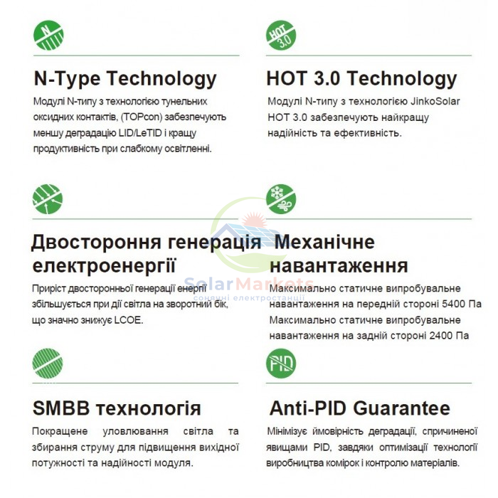 Сонячна панель Jinko Solar JKM-620N-66HL4M-BDV Bifacial 620 Вт JKM-620N-66HL4M-BDV фото
