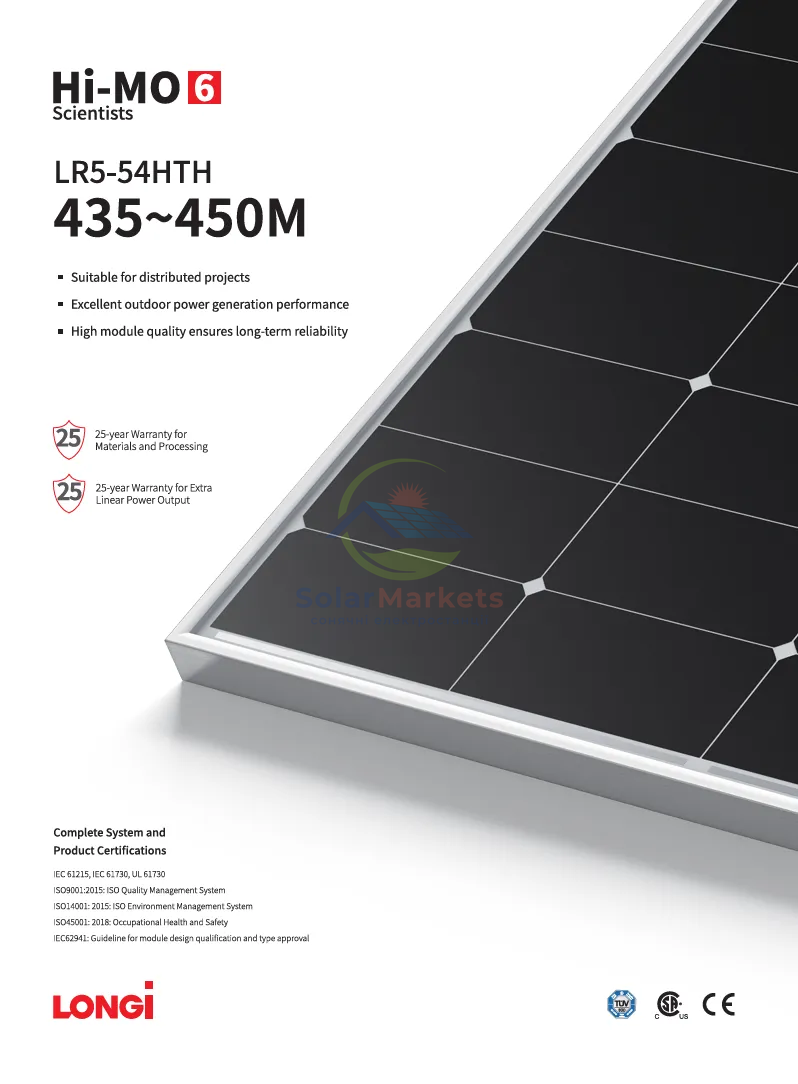Монокристалічна сонячна панель Longi Solar LR5-54HTH-435M black frame LR5-54HTH-435M фото