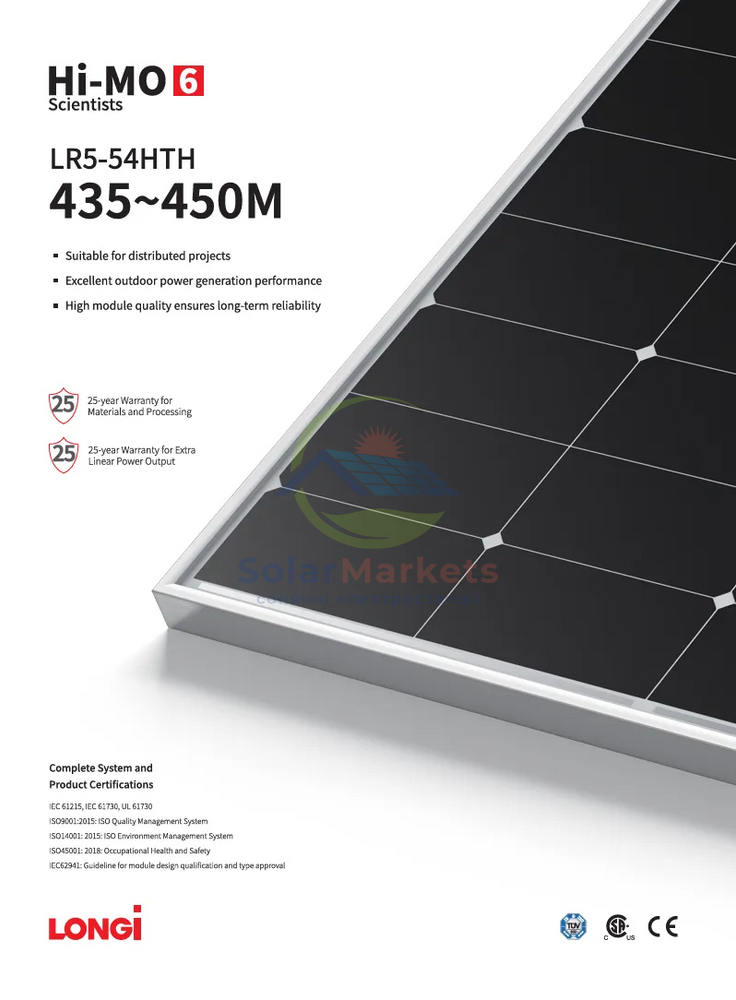 Монокристалічна сонячна панель Longi Solar LR5-54HTH-435M black frame LR5-54HTH-435M фото 4